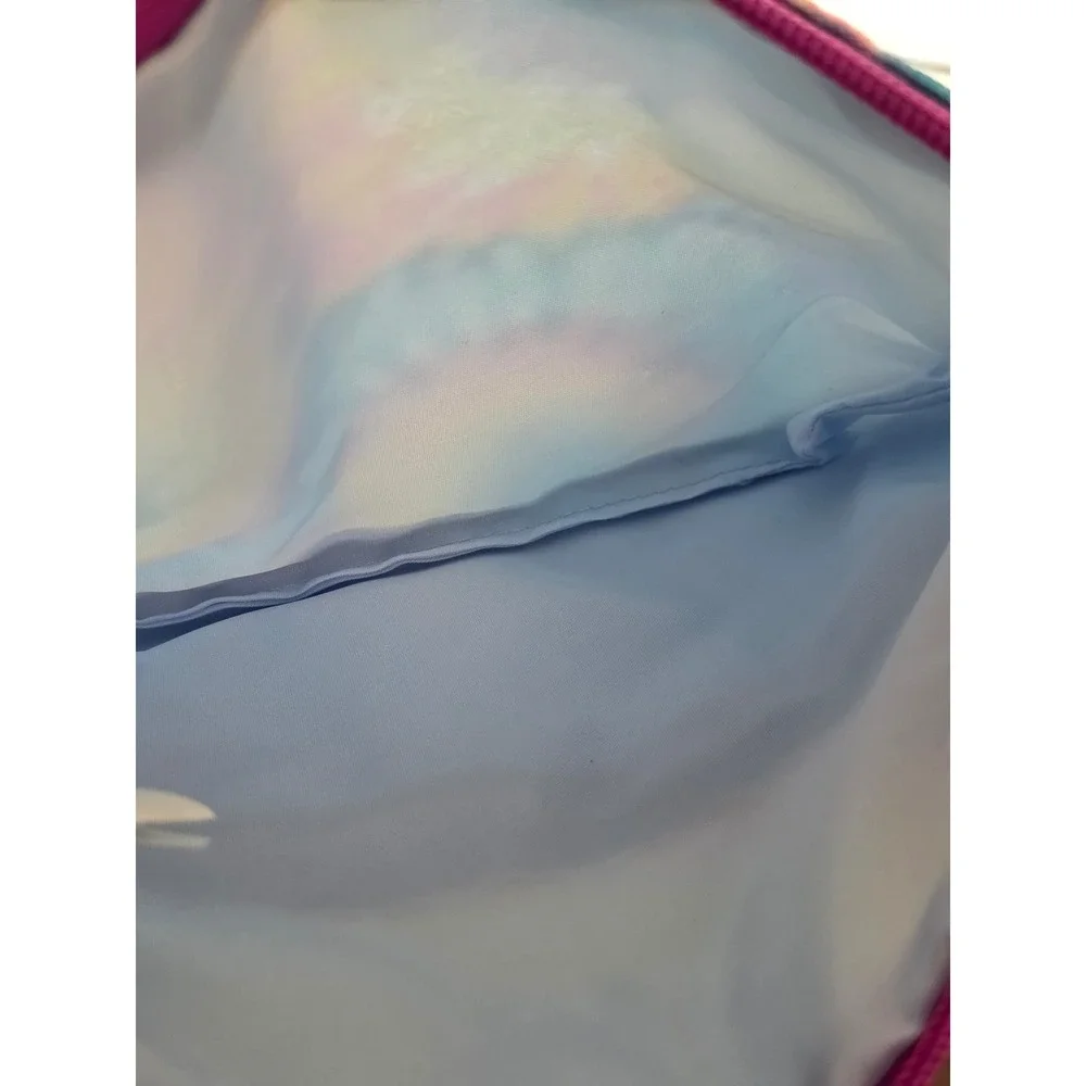 More Than Magic Tie Dye Holographic Quilted Cosmetic Bag Pouch Silver Multicolor